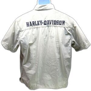 Harley-Davidson Casual Button Down Shirt. Embroidered. Pinstriped. Men's Large..